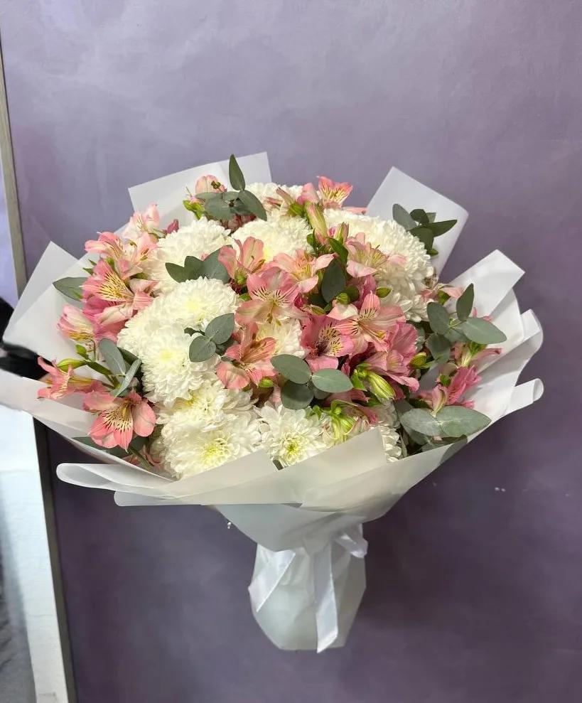Alstroemeria and chrysanthemum in one bunch | ծաղիկներ, ծաղկեպսակներ, բույսեր Երևան