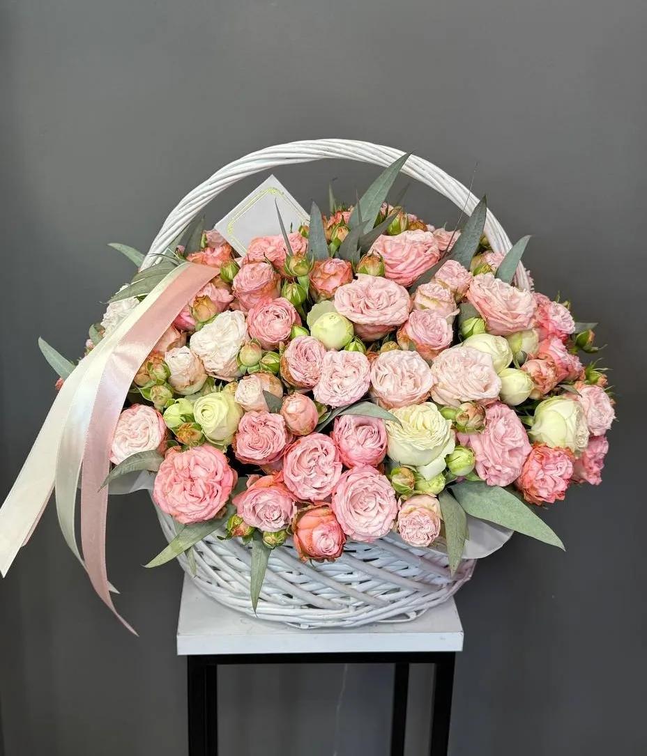 Bunch of roses in a basket | ծաղիկներ, ծաղկեպսակներ, բույսեր Երևան
