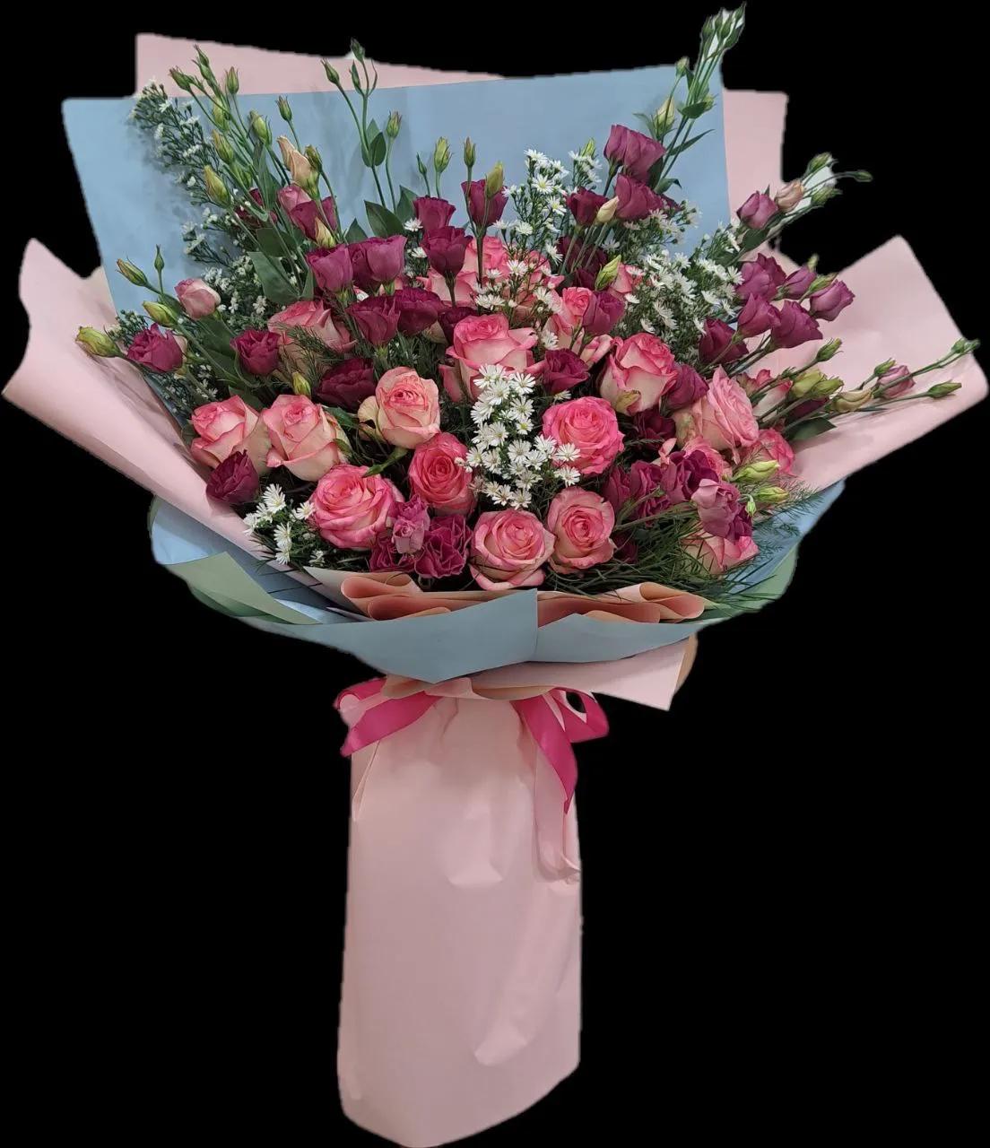Roses and lisianthus in one bouquet | ծաղիկներ, ծաղկեպսակներ, բույսեր Երևան