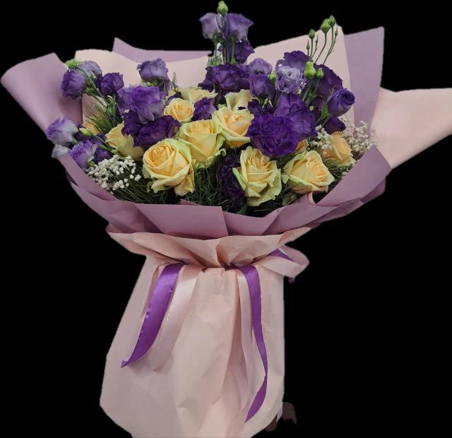 Roses and lisianthus in one bouquet | ծաղիկներ, ծաղկեպսակներ, բույսեր - առաքում Երևան