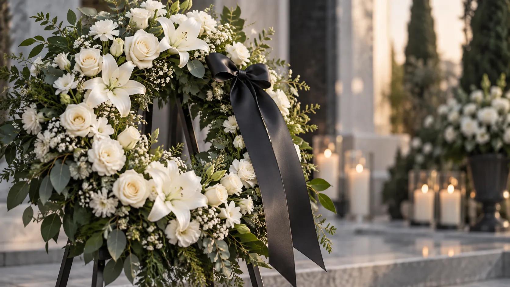 What to write on the ribbon of the funeral wreath?